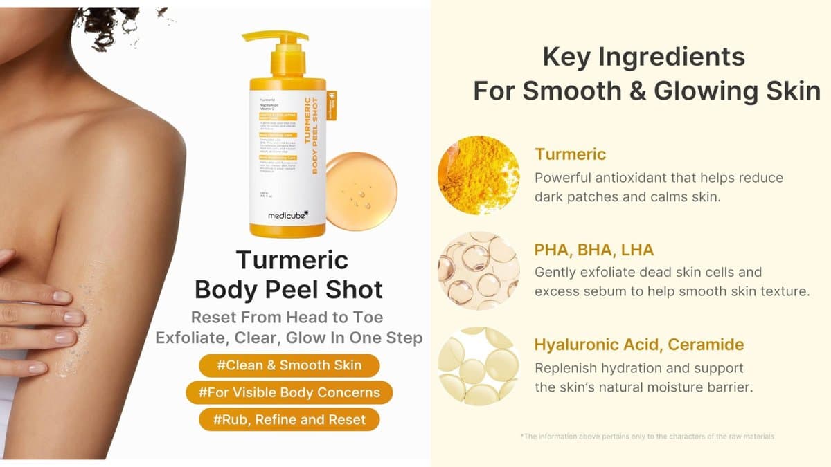 medicube - Body Peel Shot with Turmeric - Gentle Body Exfoliating Serum With BHA , LHA & PHA  / 280 ml alt