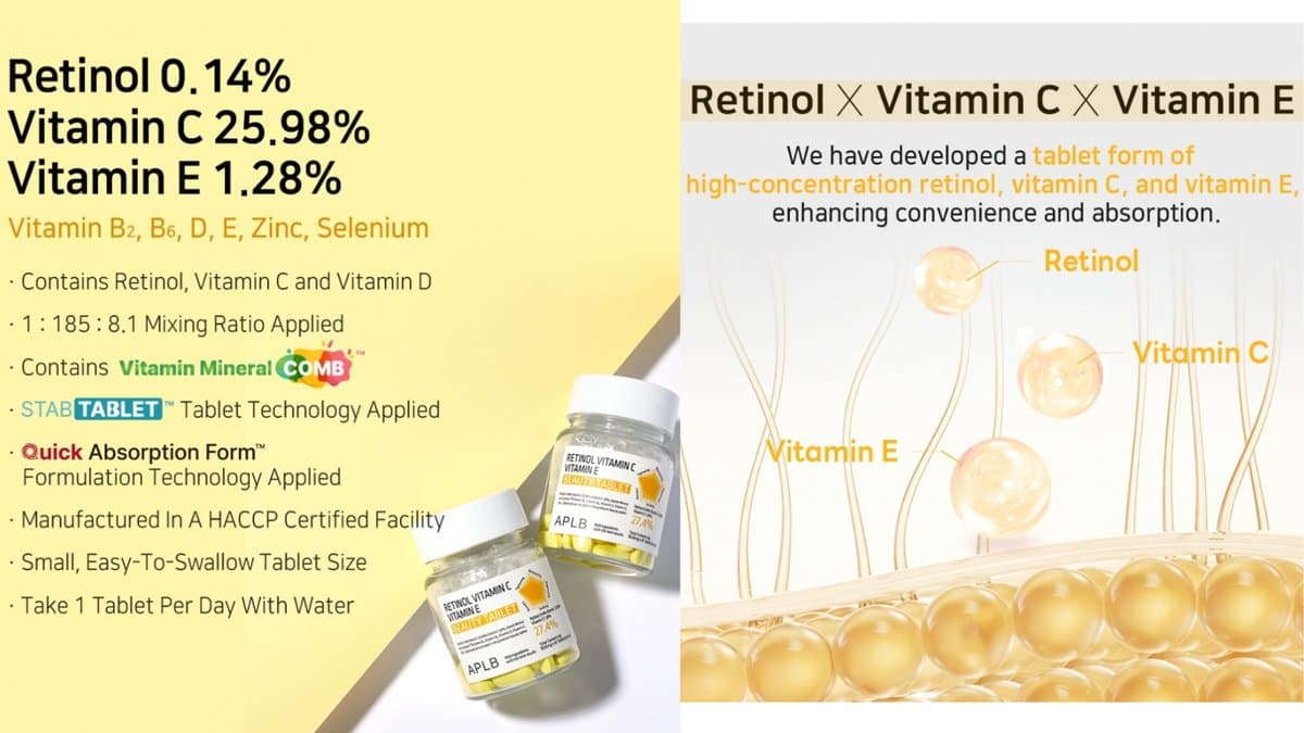 APLB - Retinol Vitamin C Vitamin E Beauty Tablet - 500mg  / 30 Tablets alt