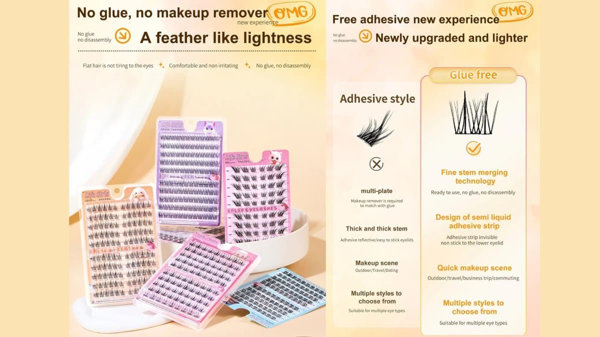 LuxeFlutter - Glue-free Multipack False Eyelashes Cluster - Wide Stem Fish Tail alt