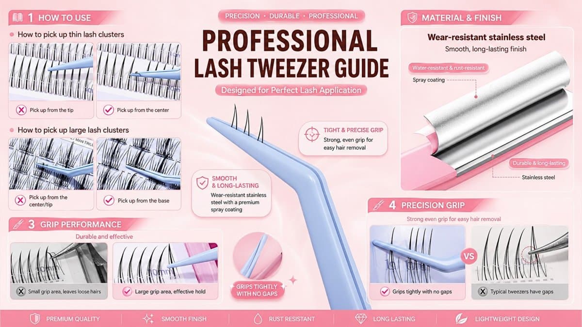 Jesireca - Stainless Steel False Eyelashes Tweezers alt