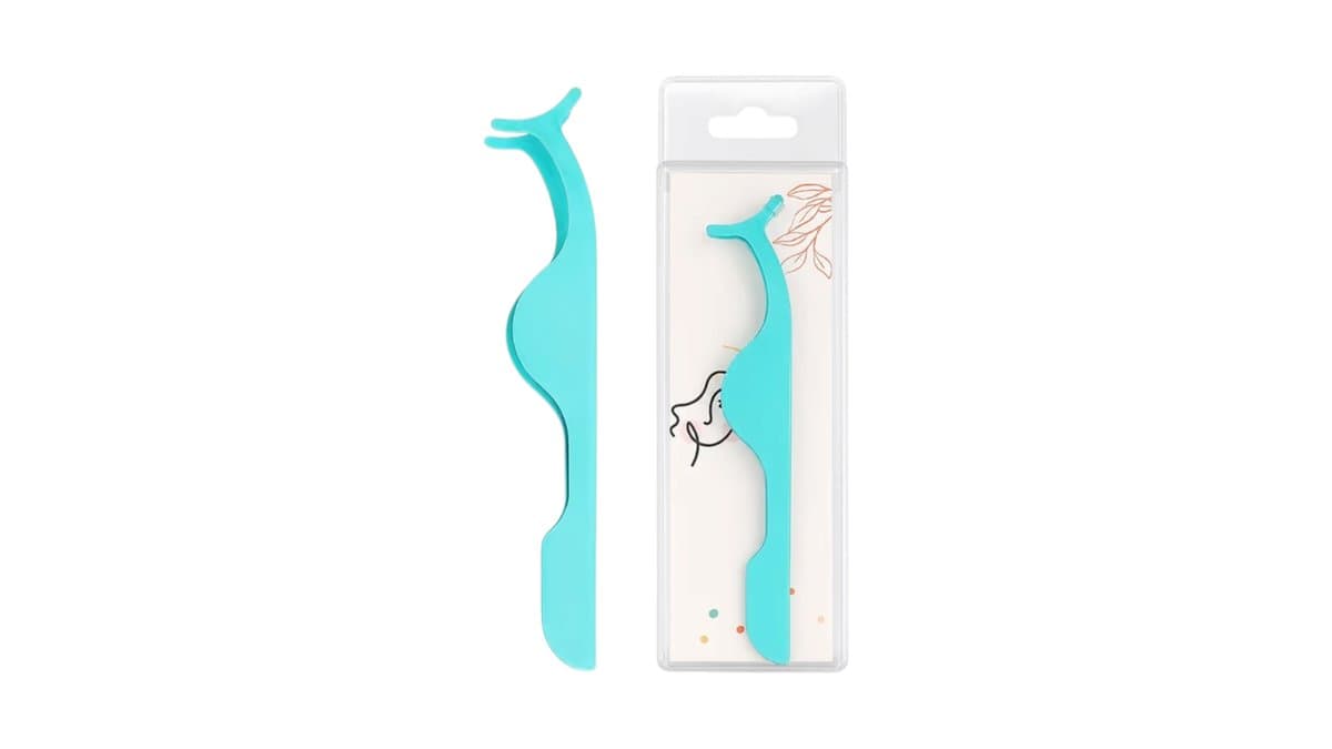 Lashie - Stainless Steel False Eyelashes Tweezers - Aqua Blue